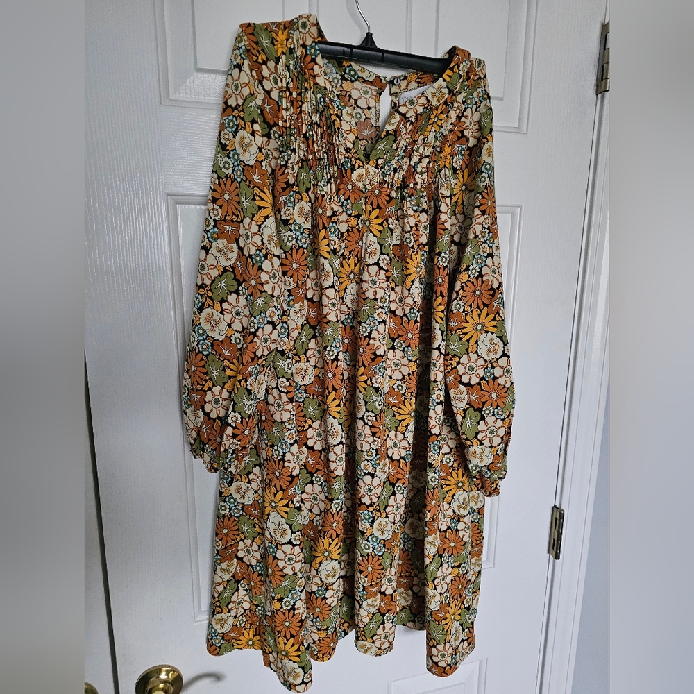 Zara Girls Multicolor Floral Long Sleeve Dress - Sz 13-14